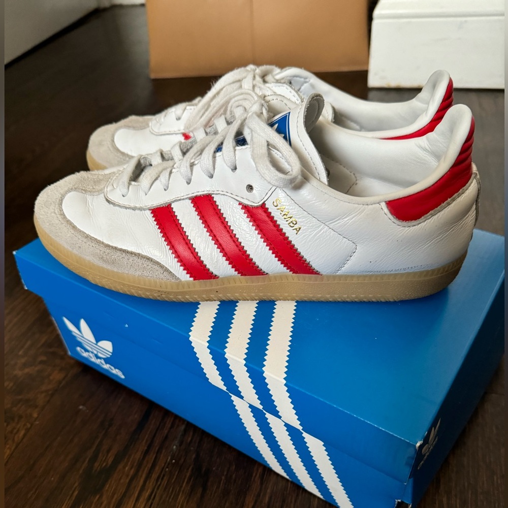 Adidas Sambas White and Red